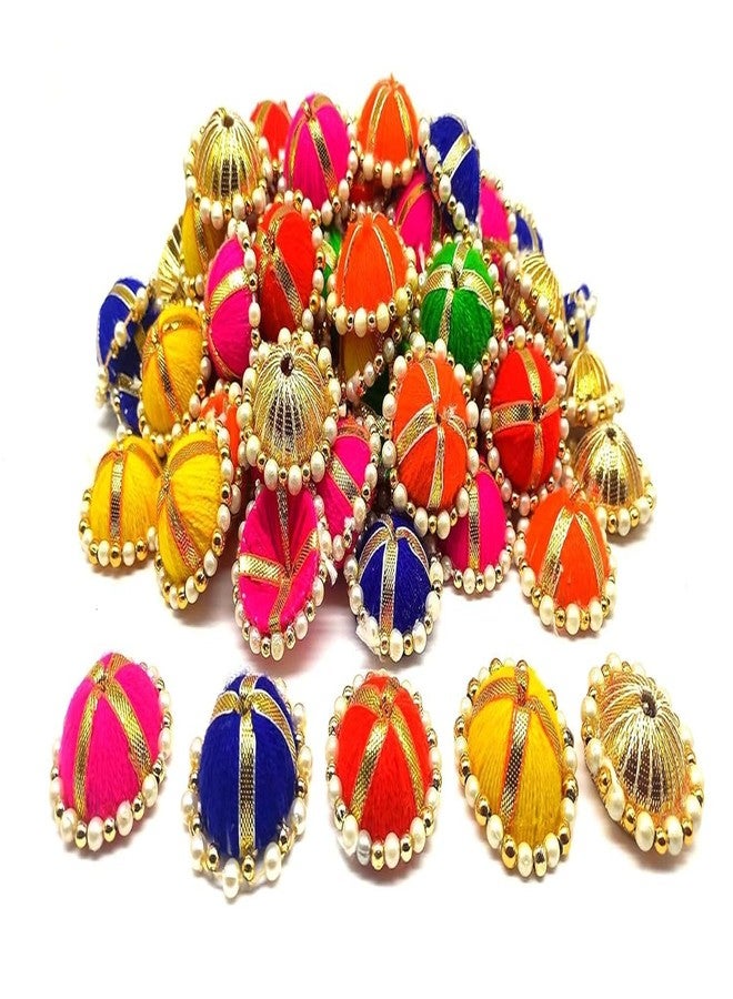 Srajan-Handcrafted Multicolor Gota Jhumki Latkan Beads Round Balls for Art Diwali Decoration Wall Decoration Craft Festival/Wedding (100) - Image 1